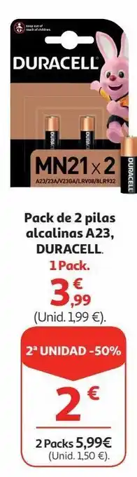 Alcampo Pilas alcalinas duracell oferta