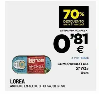 BM Supermercados Anchoas en aceite de oliva, 30 g esc. lorea oferta
