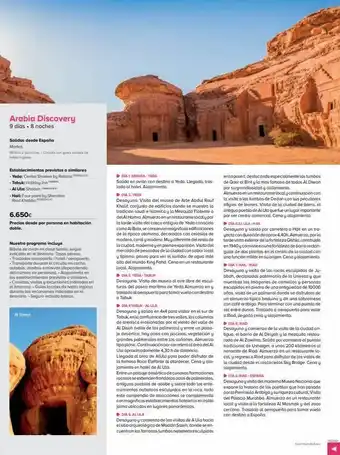 Viajes El Corte Inglés Arabia discovery 9 días. 8 noches salidas desde españa martes miremo 2 persons chicuito con guias locales de hable ingle oferta