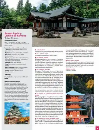 Viajes El Corte Inglés Banzai japón y camino de kumano 15 días. 12 noches salidas desde españa abril: 3, 17-junio: 5, 19. julio: 3, 17, 24. agost oferta