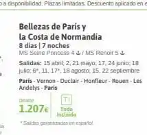 Viajes El Corte Inglés Desde 1.207€ todo incluida *salidas garantizadas en español bellezas de parís y la costa de normandia 8 días | 7 noches oferta