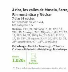 Viajes El Corte Inglés 4 ríos, los valles de mosela, sarre, rin romántico y neckar 7 días | 6 noches ms leonardo da vinci 4 ms lafayette 5 sali oferta