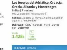 Viajes El Corte Inglés Los tesoros del adriático: croacia, grecia, albania y montenegro 8 días | 7 noches ms la belle de l'adriatique 5 salidas: 19 oferta