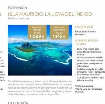 Viajes El Corte Inglés Saida de nairobi desde 1.099 € sada desde kilimanjara desde 1.145€ su cilido clima tropical y la barrera coralina que la oferta