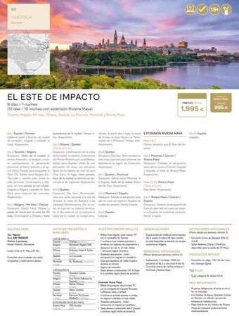 Viajes El Corte Inglés 60 américa canadá el este de impacto 9 días / 7 noches (12 días / 10 noches con extensión riviera maya) toronto, niagar oferta