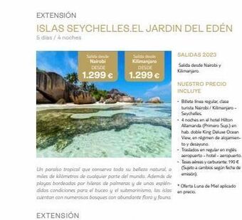 Viajes El Corte Inglés Sada de nairobi desde 1.299 € salida dele kilimanjaro desde 1.299 € un poralso tropical que conserva toda su belleza nat oferta