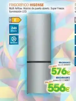 Master Cadena 246 www no frost frigorífico hisense mulh airflow. alarma de puerta abierta. super freeze iluminación led. e rb434n4ac2 oferta