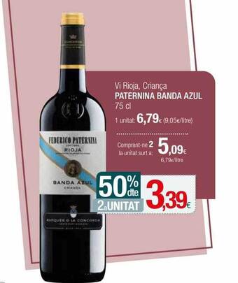 Condis 50% dte. 2a unitat vi rioja, criança paternina banda azul oferta
