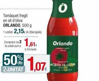 Condis 50% dte. 2a unitat tomàquet fregit en oli d'oliva orlando oferta