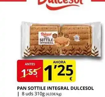 Supermercados MAS Pan sottile integral dulcesol oferta