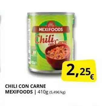 Supermercados MAS Chili con carne mexifoods oferta