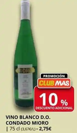 Supermercados MAS Vino blanco d.o. condado mioro oferta
