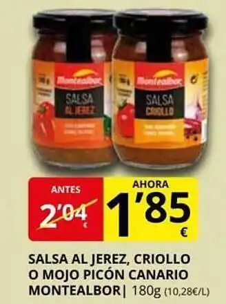 Supermercados MAS Salsa aj jerez, criollo o mojo picón canario montealbor oferta