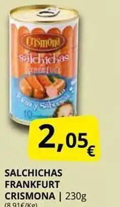 Supermercados MAS Salchichas frankfurt crismona oferta