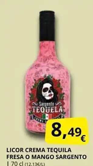 Supermercados MAS Licor crema tequila fresa o mango sargento oferta