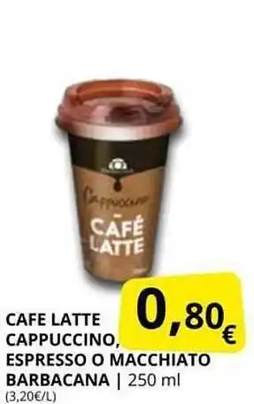 Supermercados MAS Cafe latte cappuccino, espresso o macchiato barbacana oferta