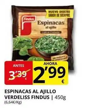 Supermercados MAS Espinacas al ajillo verdeliss findus oferta
