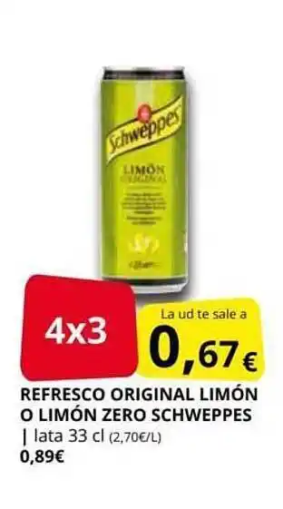 Supermercados MAS Refresco original limón o limón zero schweppes oferta