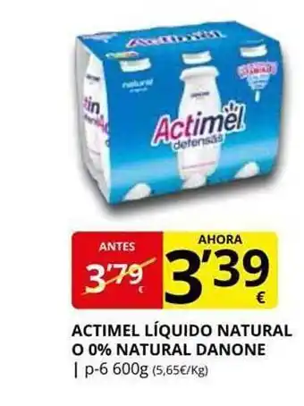Supermercados MAS Actimel líquido natural o 0% natural danone oferta