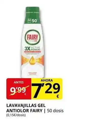 Supermercados MAS Lavavajillas gel antiolor fairy oferta