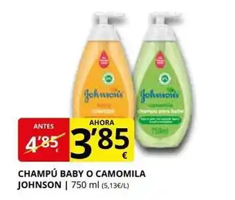 Supermercados MAS Champú baby o camomila johnson oferta