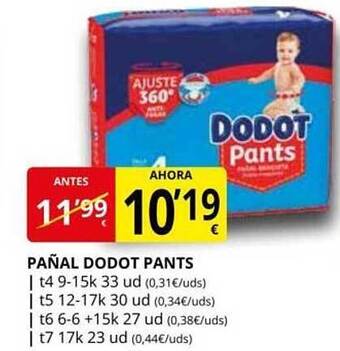 Supermercados MAS Pañal dodot pants oferta