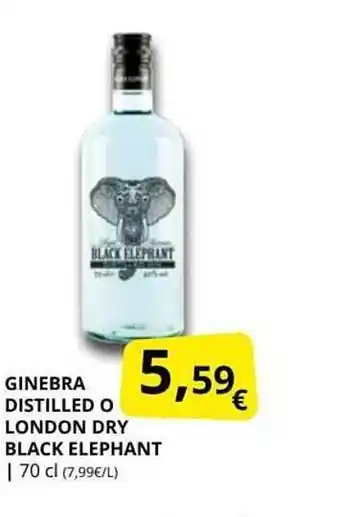 Supermercados MAS Ginebra distilled o london dry black elephant oferta