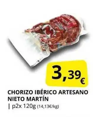 Supermercados MAS Chorizo ibérico artesano neito martín oferta