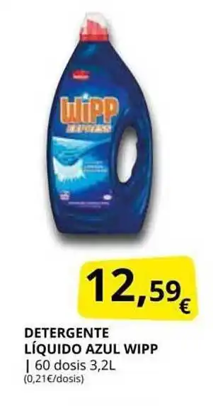 Supermercados MAS Detergente líquido azul wipp oferta
