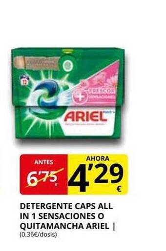 Supermercados MAS Detergente caps all in 1 sensaciones o quitamanchas ariel oferta