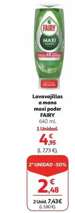 Alcampo 2a unidad -50% lavavajillas a mano maxi poder fairy oferta