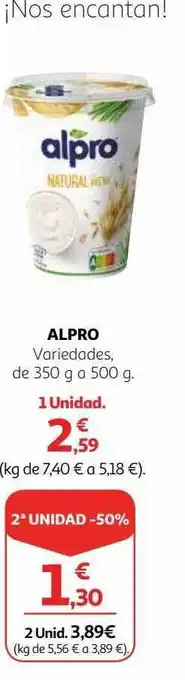 Alcampo 2a unidad -50% alpro oferta
