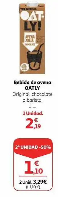 Alcampo 2a unidad -50% bebida de avena oatly oferta