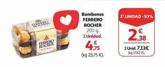 Alcampo 2a unidad -50% bombones ferrero rocher oferta