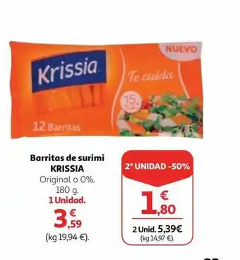 Alcampo 2a unidad -50% barritas de surimi krissia oferta