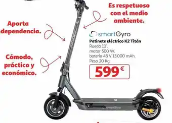 Alcampo Smartgyro patinete eléctrico k2 titán oferta