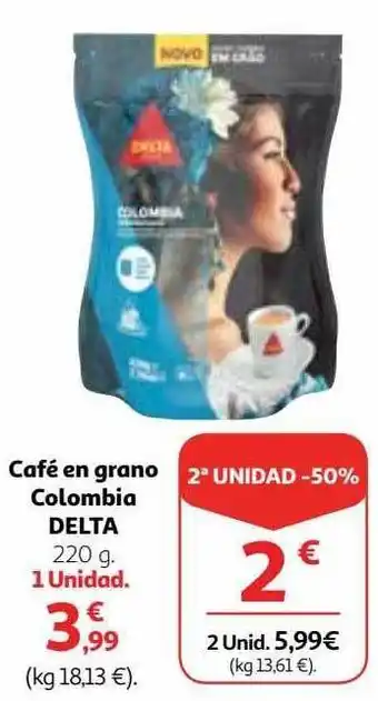 Alcampo 2a unidad -50% café en grano colombia delta oferta