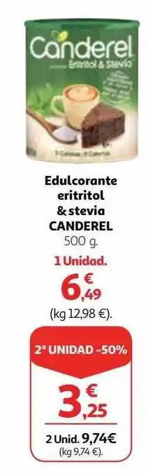 Alcampo 2a unidad -50% edulcorante eritritol & stevia canderel oferta