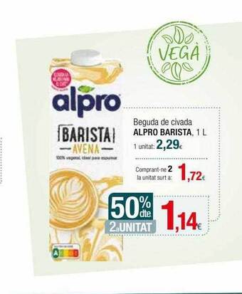 Condis 50% dte. 2a unitat beguda de civada alpro barista oferta