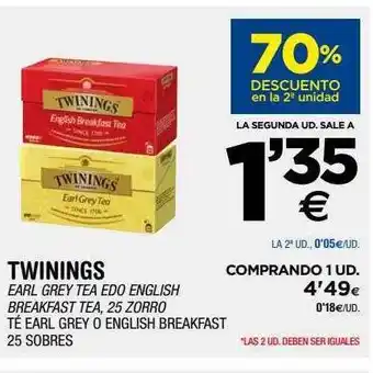 BM Supermercados 70% descuento en la 2a unidad twinings té earl grey o english breakfast oferta
