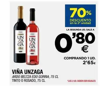 BM Supermercados 70% descuento en la 2a unidad viña unzaga tinto o rosado oferta