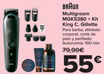 Carrefour Braun multigroom mgk5380 + kit king c.gillette oferta