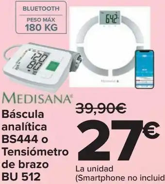 Carrefour Medisana báscula analítica bs444 o tensiómetro de brazo bu 512 oferta