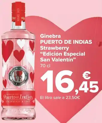 Carrefour Ginebra puerto de indias strawberry "edición especial san valentín" oferta