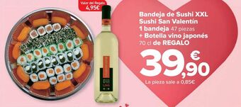 Carrefour Bandeja de sushi xxl sushi san valentín 1 bandeja + botella vino japonés de regalo oferta