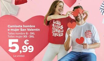 Carrefour Camiseta hombre o mujer san valentín oferta