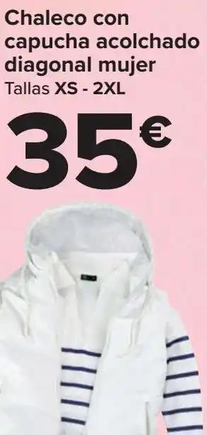Carrefour Chaleco con capucha acolchado diagonal mujer oferta
