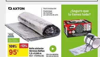 Leroy Merlin Fabricado en europa axton confort sostenible www 109% -13% 95€ rollo aislante térmico reflex 1,5 x 6,66 m ref. 17099236 oferta