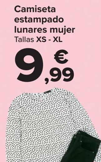 Carrefour Camiseta estampado lunares mujer oferta