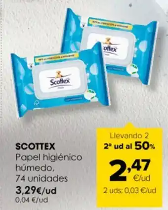 Autoservicios Familia Papel higiénico humedo 74 uniidades scottex oferta